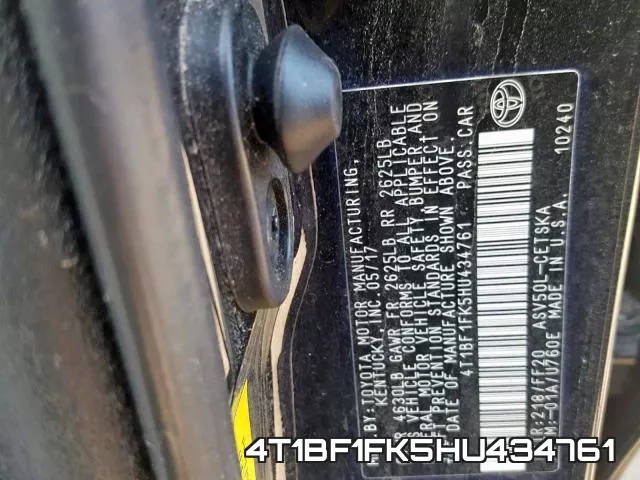 4T1BF1FK5HU434761 фото 2