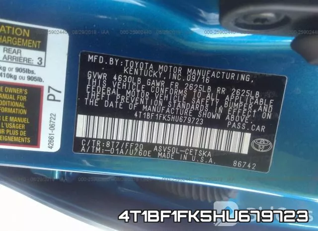 4T1BF1FK5HU679723 фото 10