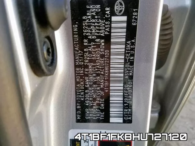 4T1BF1FK8HU727120 фото 2
