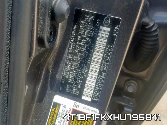 4T1BF1FKXHU795841 фото 2