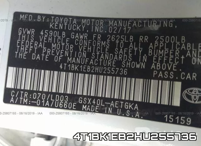 4T1BK1EB2HU255736 фото 10