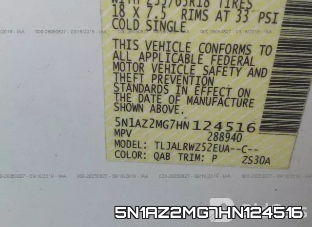 5N1AZ2MG7HN124516 фото 9