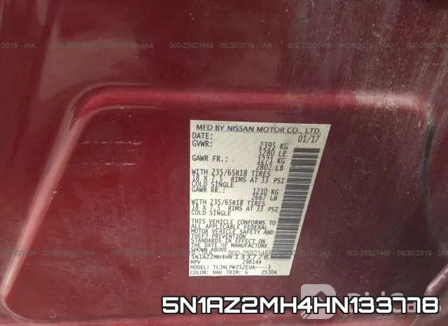 5N1AZ2MH4HN133778 фото 10