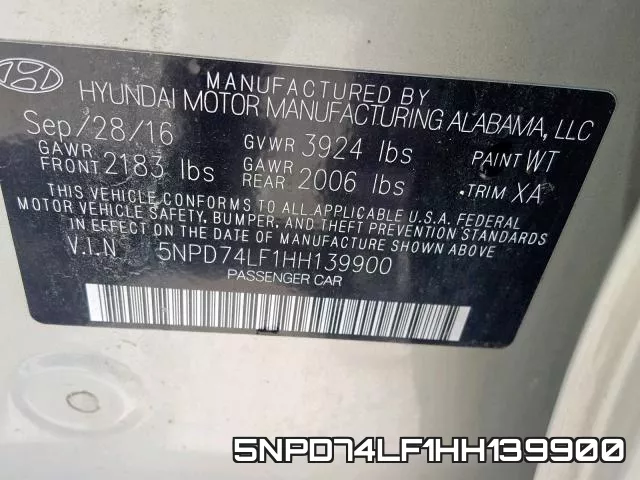 5NPD74LF1HH139900 фото 2