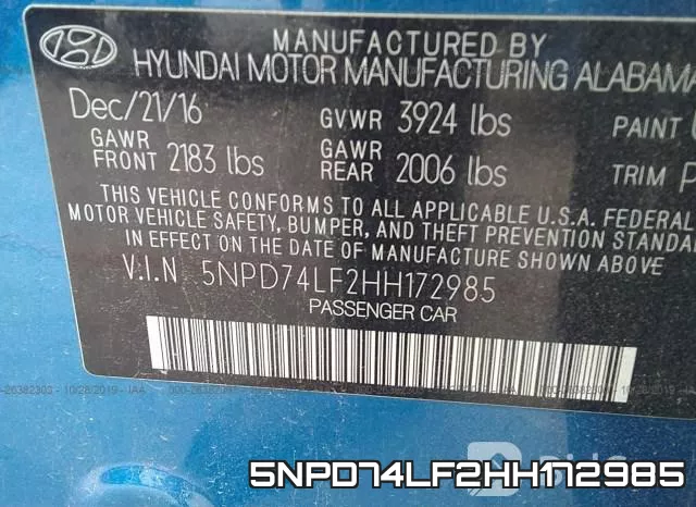5NPD74LF2HH172985 фото 9