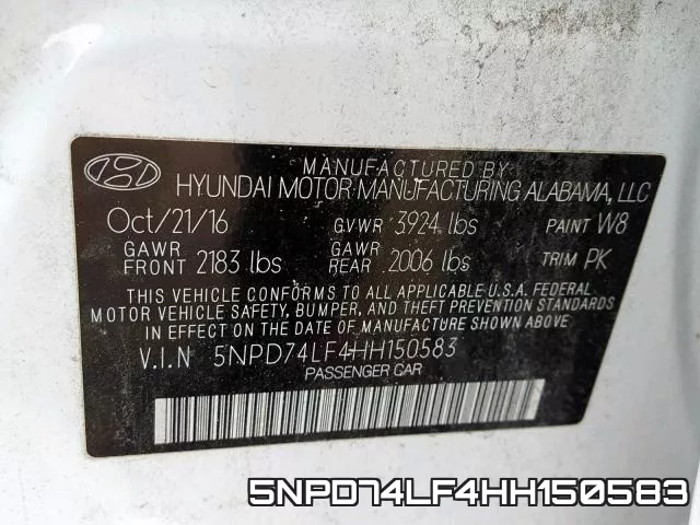 5NPD74LF4HH150583 фото 2