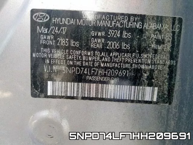5NPD74LF7HH209691 фото 2
