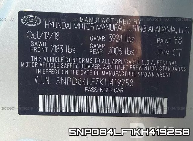 5NPD84LF7KH419258 фото 9