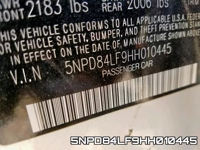 5NPD84LF9HH010445 фото 2