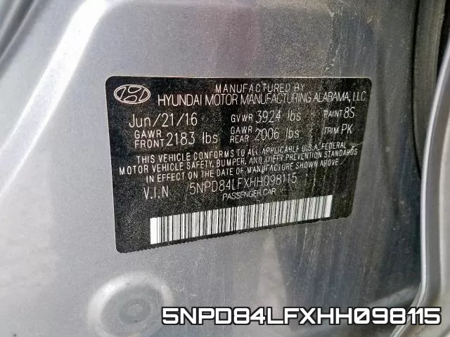5NPD84LFXHH098115 фото 2