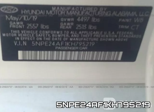 5NPE24AF1KH795219 фото 9