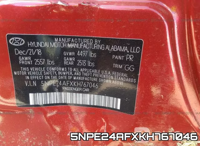 5NPE24AFXKH767046 фото 10
