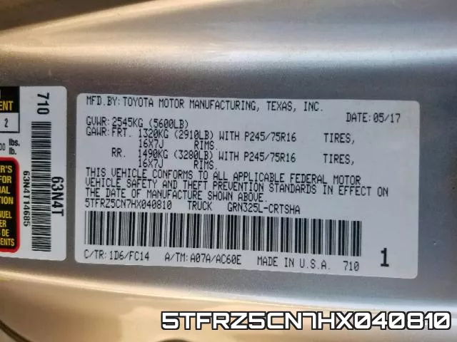 5TFRZ5CN7HX040810 фото 2