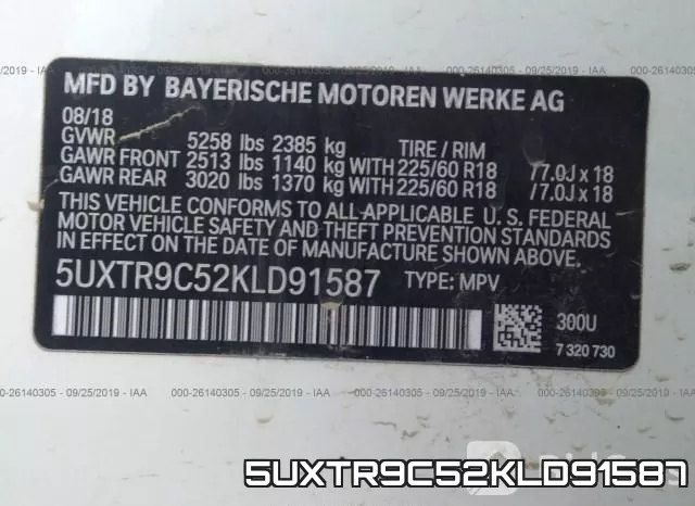 5UXTR9C52KLD91587 фото 10