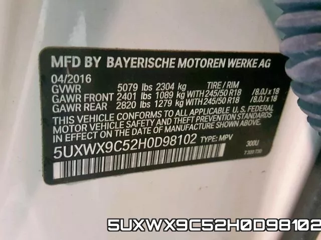 5UXWX9C52H0D98102 фото 2