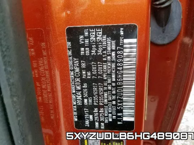 5XYZUDLB6HG489087 фото 2