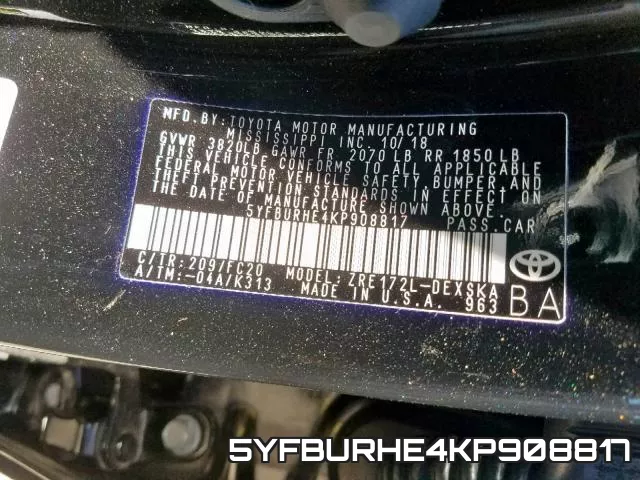 5YFBURHE4KP908817 фото 2