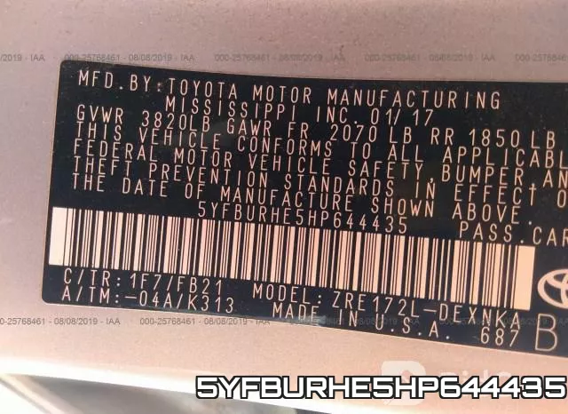 5YFBURHE5HP644435 фото 10