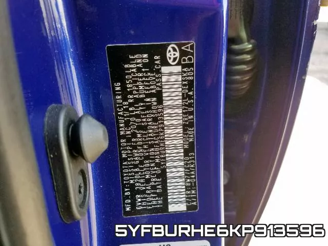 5YFBURHE6KP913596 фото 2