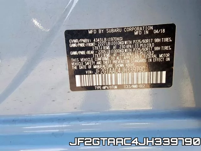 JF2GTAAC4JH339790 фото 2