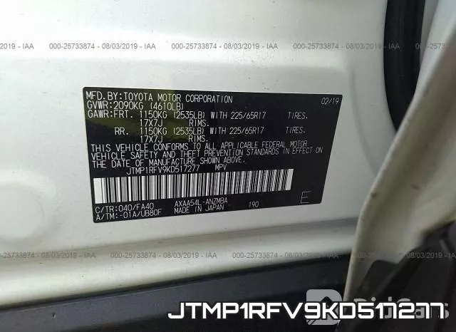 JTMP1RFV9KD517277 фото 10