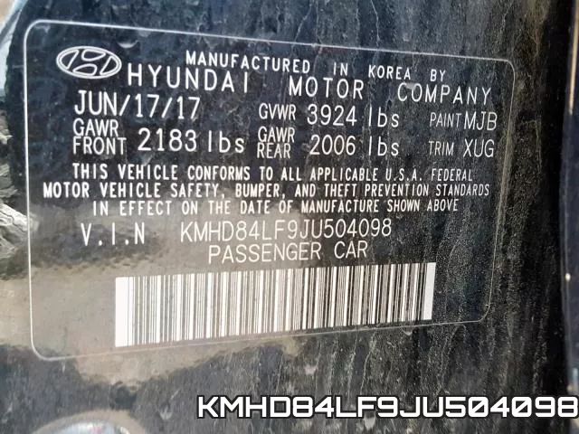 KMHD84LF9JU504098 фото 2
