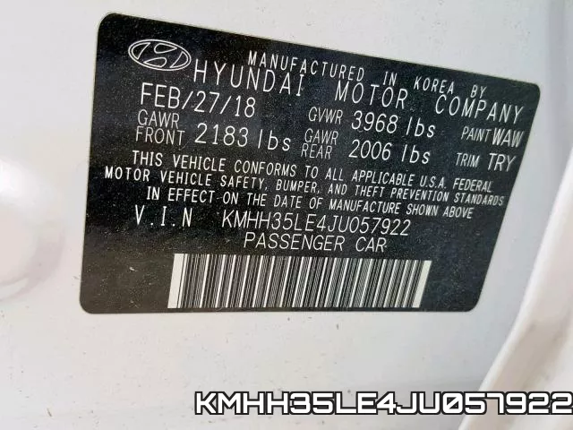 KMHH35LE4JU057922 фото 2
