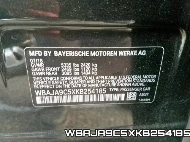 WBAJA9C5XKB254185 фото 2