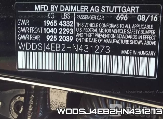 WDDSJ4EB2HN431273 фото 10