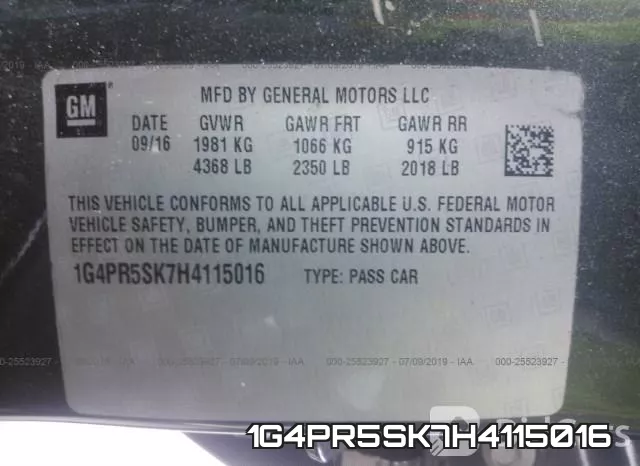 1G4PR5SK7H4115016 фото 10