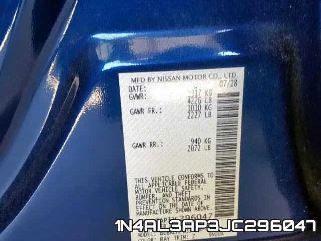 1N4AL3AP3JC296047 фото 2
