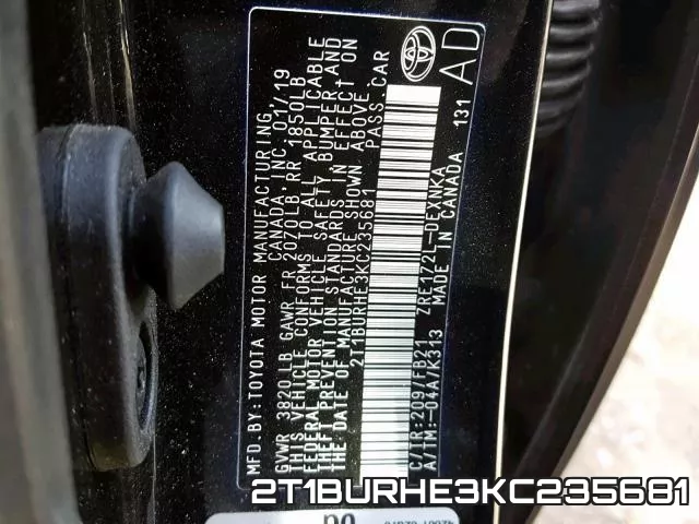 2T1BURHE3KC235681 фото 2