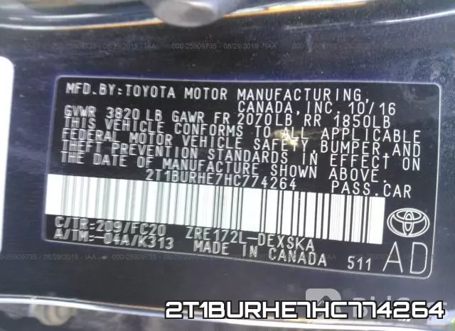 2T1BURHE7HC774264 фото 10