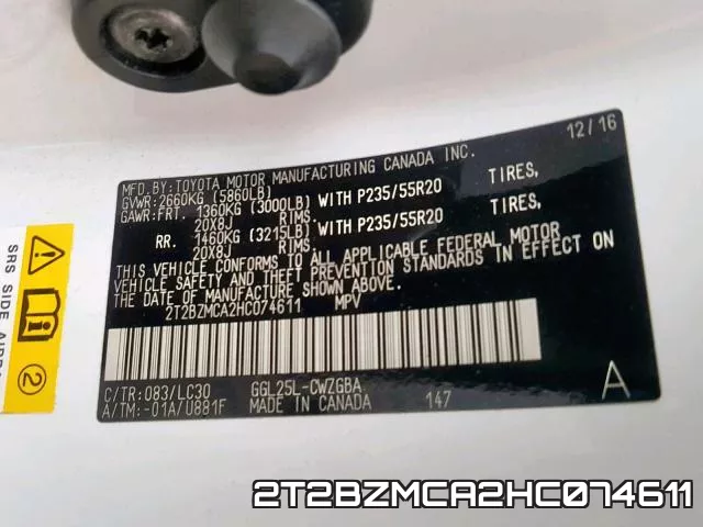 2T2BZMCA2HC074611 фото 2
