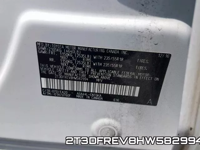 2T3DFREV8HW582994 фото 2