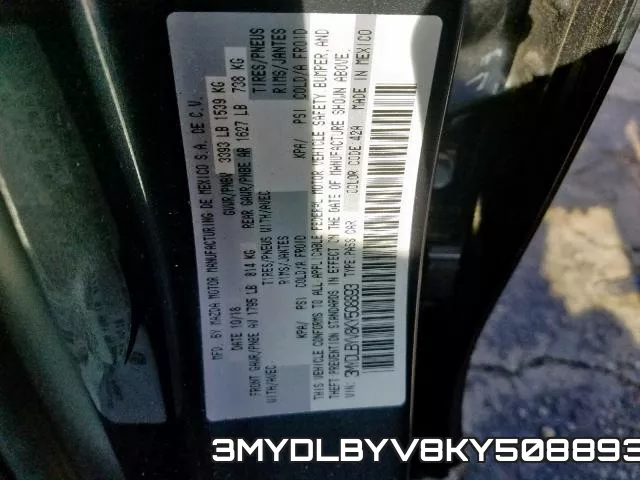 3MYDLBYV8KY508893 фото 2