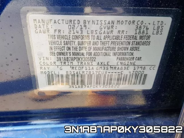 3N1AB7AP0KY305822 фото 2