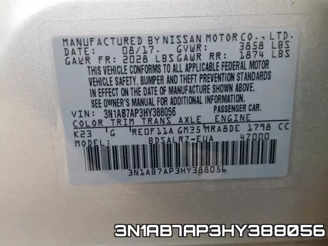 3N1AB7AP3HY388056 фото 2