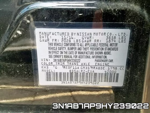 3N1AB7AP9HY239022 фото 2