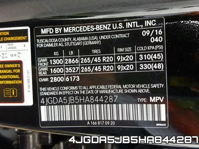 4JGDA5JB5HA844287 фото 2