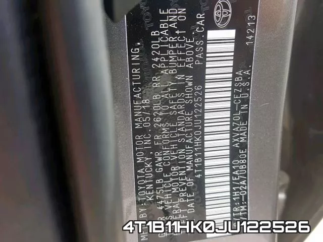 4T1B11HK0JU122526 фото 2