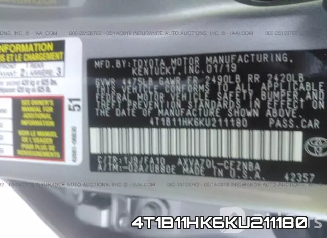 4T1B11HK6KU211180 фото 10