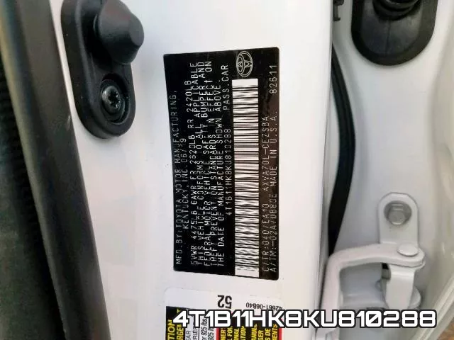 4T1B11HK8KU810288 фото 2
