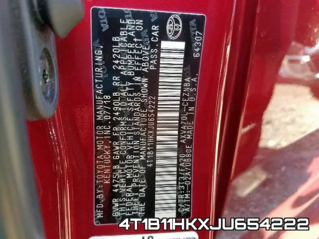 4T1B11HKXJU654222 фото 2