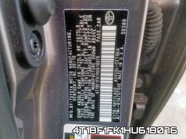 4T1BF1FK1HU618076 фото 2