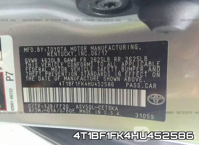 4T1BF1FK4HU452586 фото 10