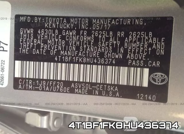 4T1BF1FK8HU436374 фото 10