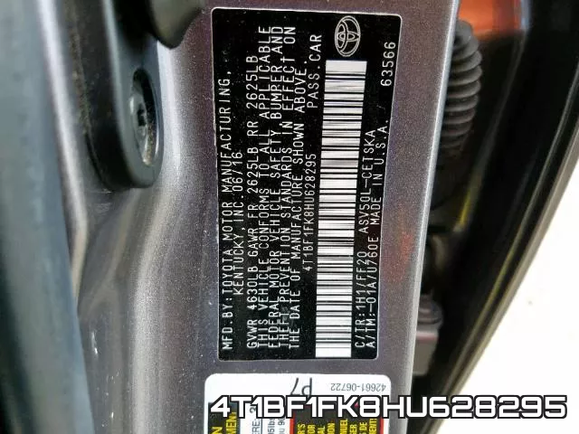 4T1BF1FK8HU628295 фото 2