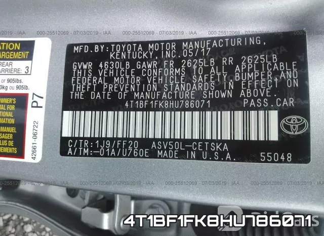 4T1BF1FK8HU786071 фото 10