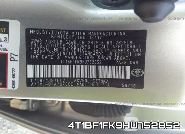 4T1BF1FK9HU752852 фото 9